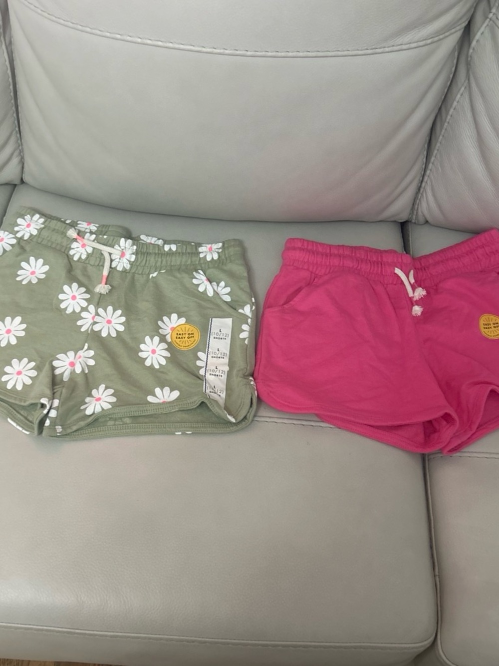 Cat & Jack Olive Green Daisy Print Shorts + Pink Knit Shorts